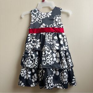 Carter’s gray white & red tiered dress Size 5